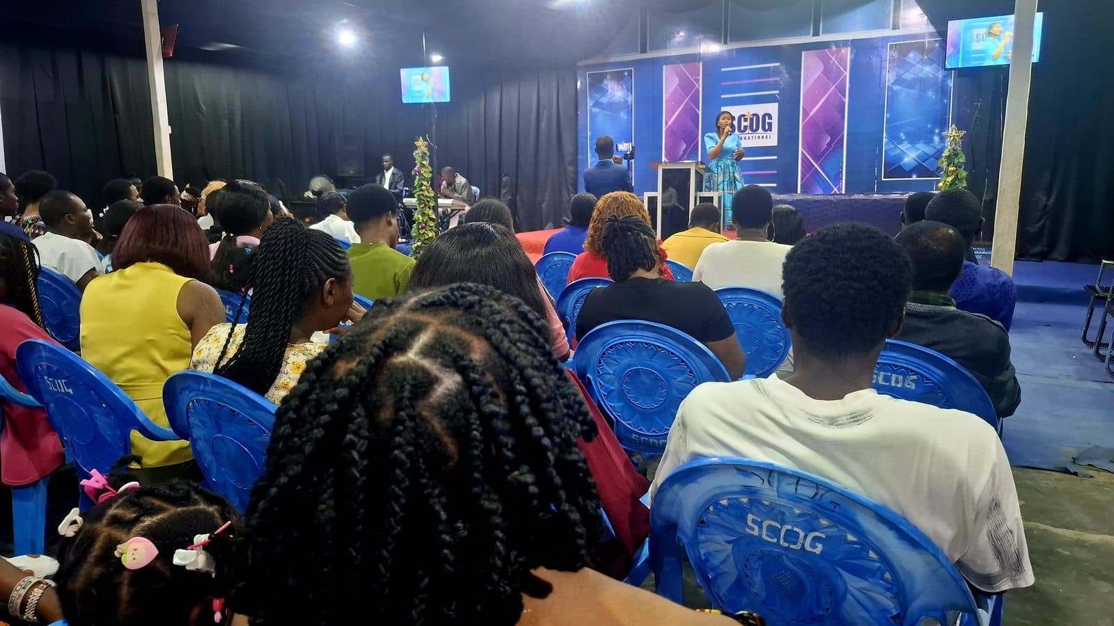 Worship during a service.